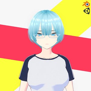 Anime - BLUE Hair Sports Girl 3D model