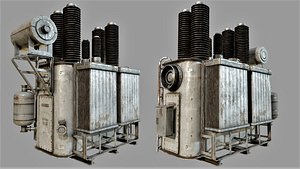 3D old rusty transformer pbr model