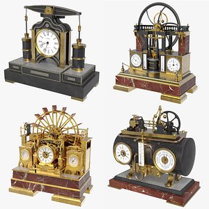 Antique Industrial Clocks Set 3D model