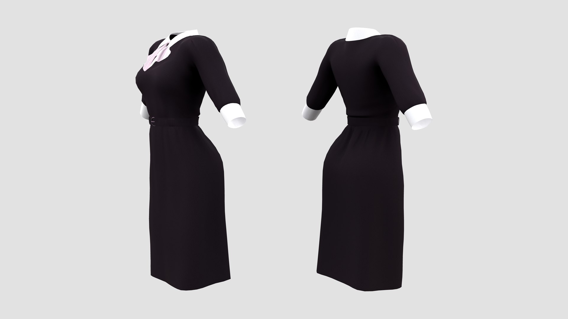 3d Maid Uniforms With Cravat Model Turbosquid 1783764 6052