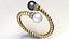 Bypass Ring with Pearls and Diamonds