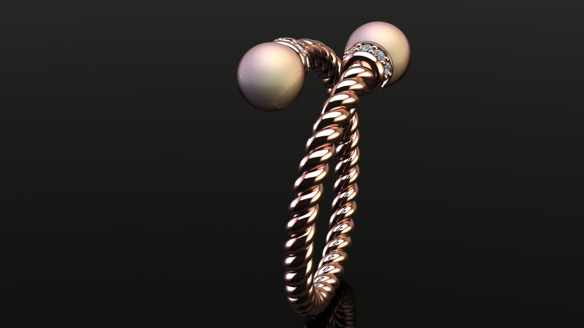 Bypass Ring Pearls Diamonds Model - TurboSquid 1565698