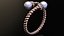 Bypass Ring with Pearls and Diamonds