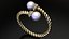 Bypass Ring with Pearls and Diamonds
