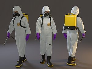 male biohazard suit female 3D model