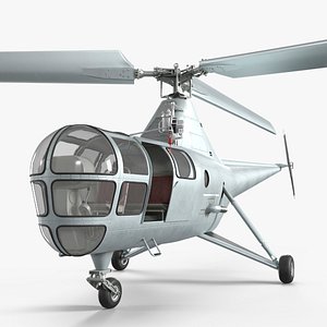 3D Sikorsky S-51 Civil Helicopter Rigged