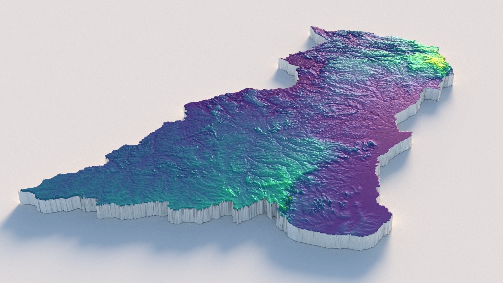 3D Central African Republic Terrain Map Model - TurboSquid 2335475