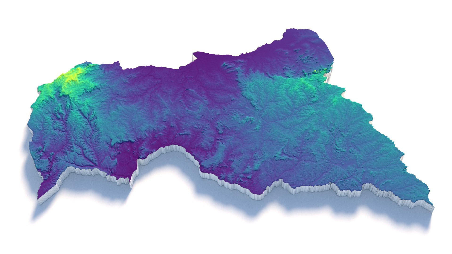 3D Central African Republic Terrain Map Model - TurboSquid 2335475