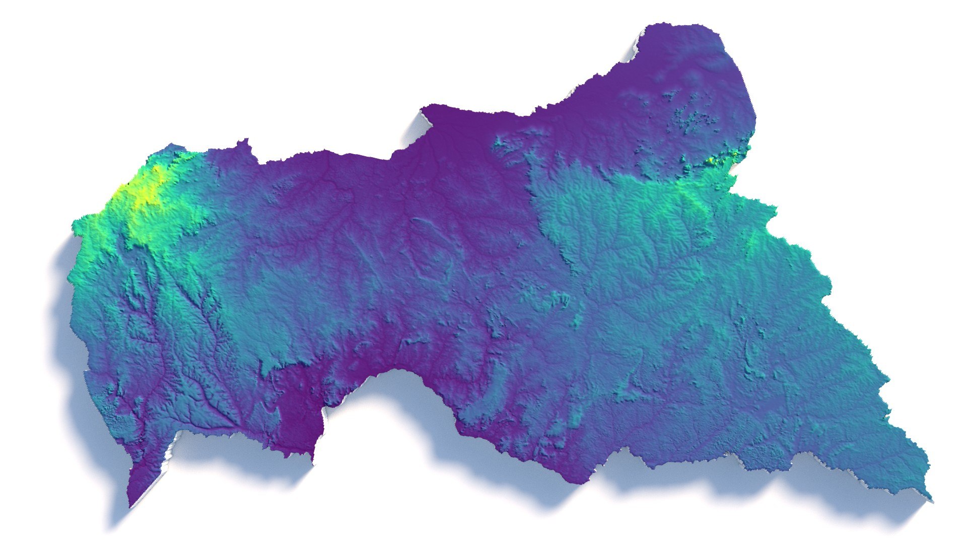 3D Central African Republic Terrain Map Model - TurboSquid 2335475