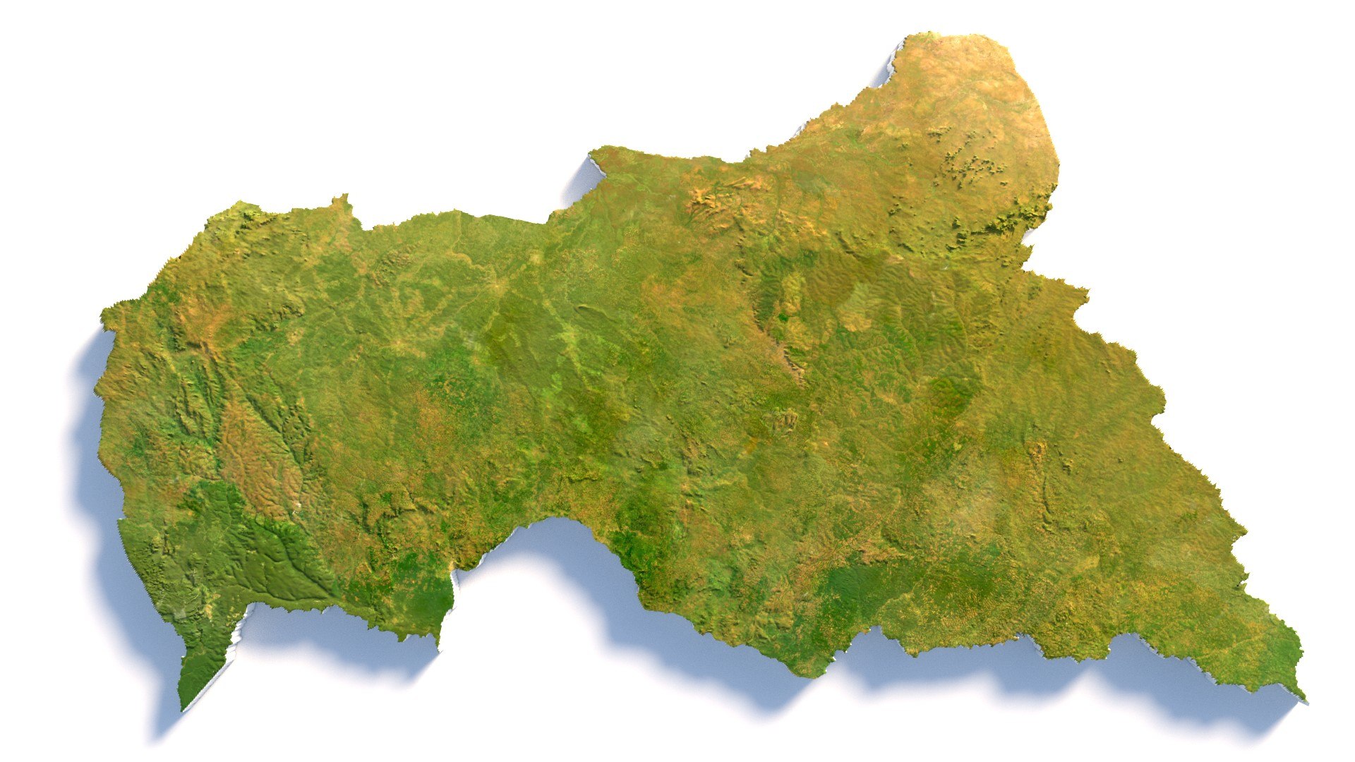 3D Central African Republic Terrain Map Model - TurboSquid 2335475