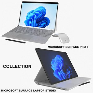 3D Microsoft Surface Pro 8 and Surface Laptop Studio Collection model