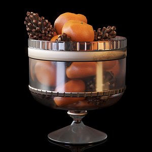 Tangerines and cones in a vase 3D model