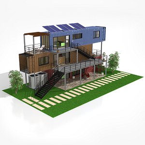 3D 3 Shipping Container Houses model