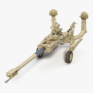 155mm M777 Howitzer Desert Towing Position 3D Model