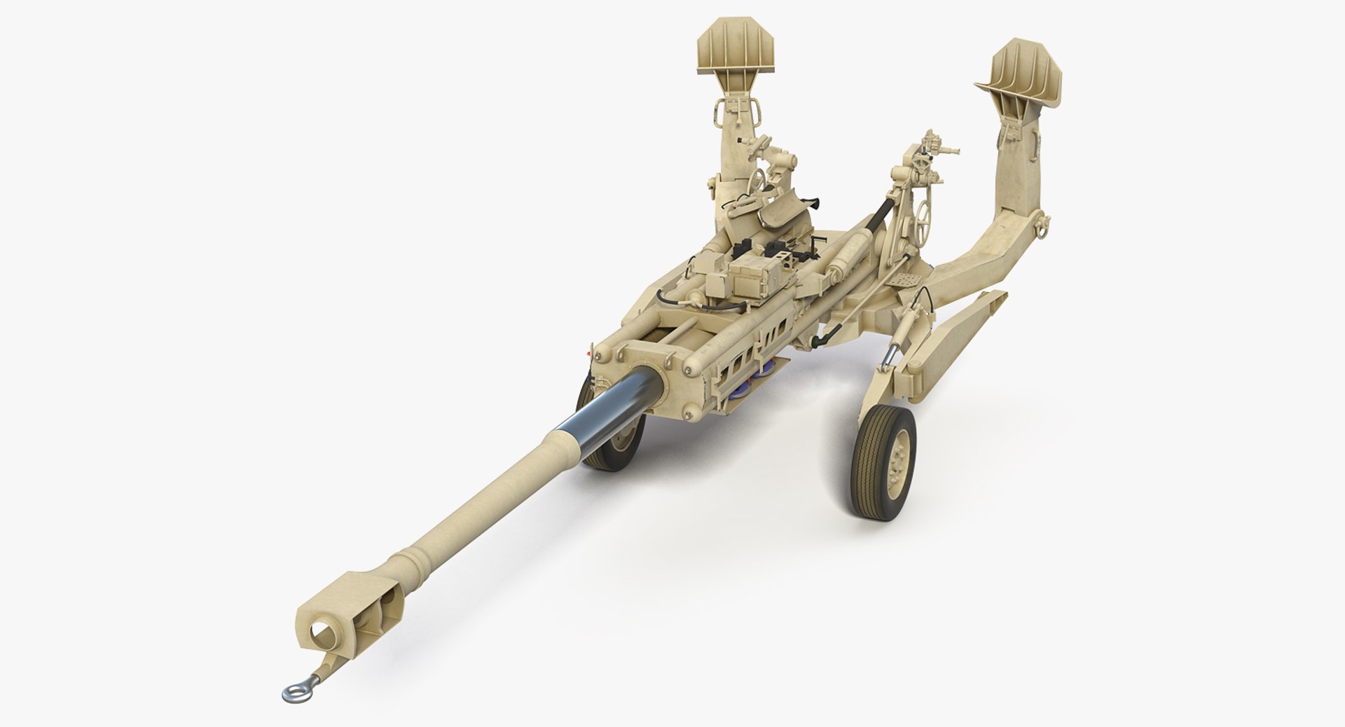 155mm M777 Howitzer Desert Towing Position 3D Model 3D model preview
