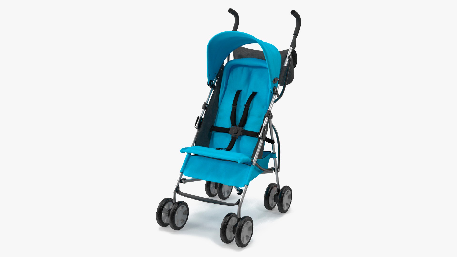 Baby Portable Stroller Light Blue 3D model preview