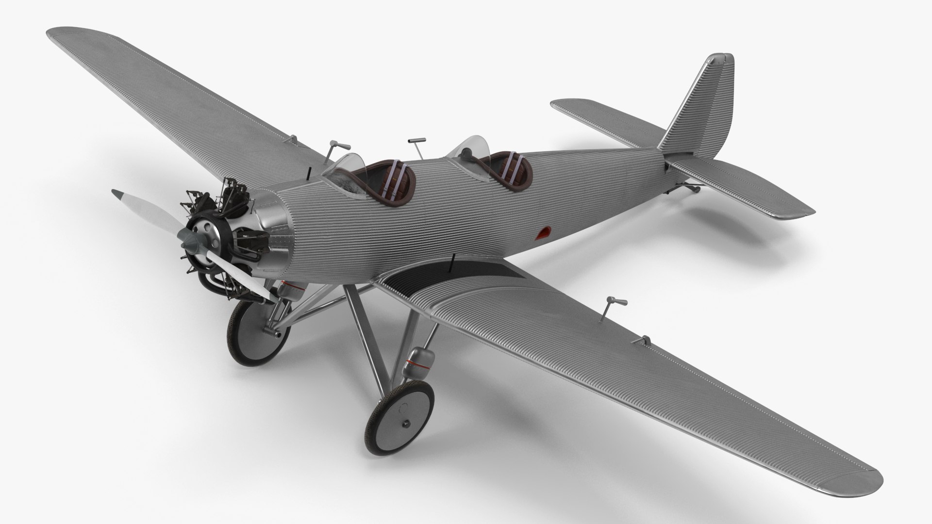Retro Airplane Rigged for Cinema 4D 3D model preview