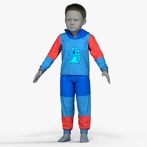 3D model Realistic Child Boy Jumpsuit Clothes