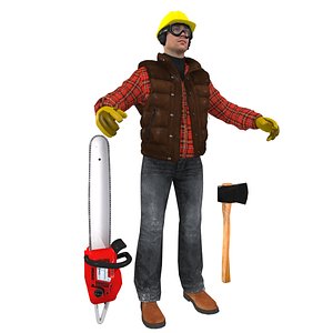 lumberjack worker man 3d max