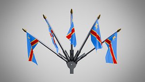 3D model Wall Mount Flags 5 Of Democratic Republic of the Congo