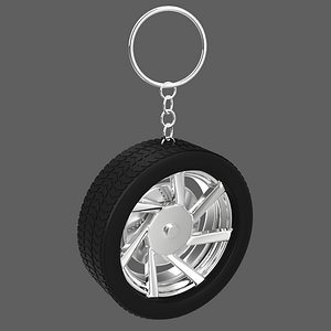 Simple Silver Wheel 3 Keychain model