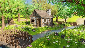 Medieval House In Forest model