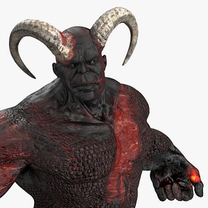 3D Infernal Muscular Demon Humanoid Dark Rigged for Cinema 4D