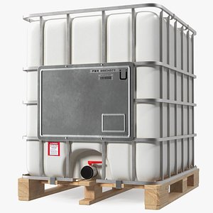 3D IBC Fluid Container 1000 Litre Wooden Pallet