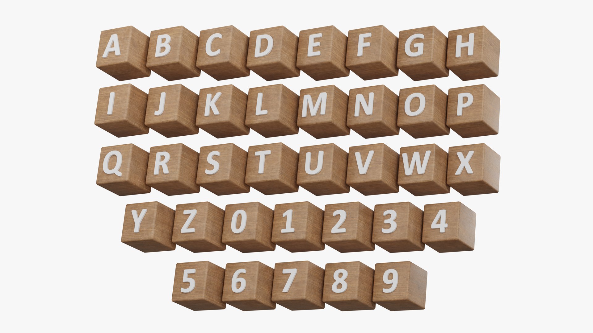 3D Wooden Minimal Alphabet And Number Blocks Model - TurboSquid 2216684