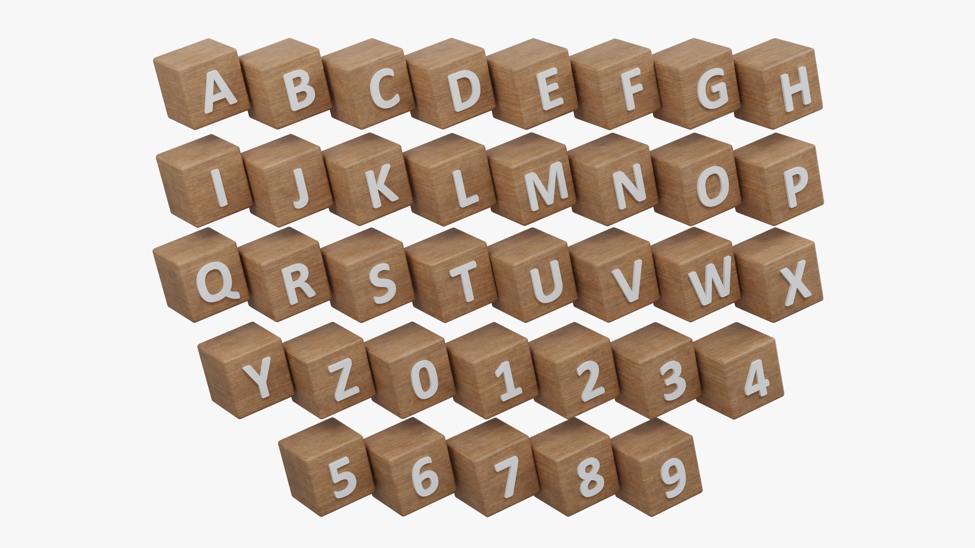 3D Wooden Minimal Alphabet And Number Blocks Model - TurboSquid 2216684