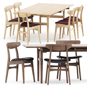 3D model CH327 dining table and CH30P chair