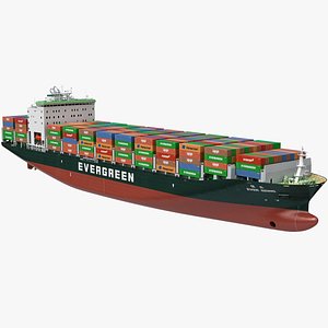 3D Ever Being Container Ship Evergreen