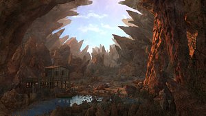 Fantasy Cabin Cave Environment 3D model