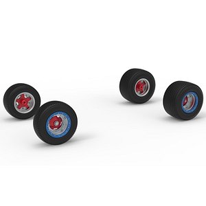 3D Wheel set of Northeast Dirt Modified stock car Version 6 Scale 1 to 25