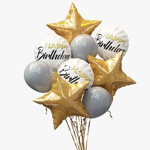 Five-pointed star happy new year balloon 3D model
