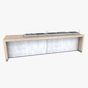 3D model Self-Service Bar Counter with Glass Display - Wood  Concrete Finish