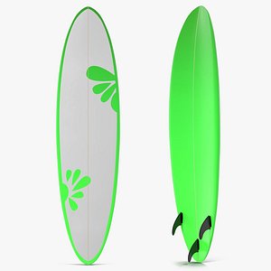 3d model of surfboard funboard 4