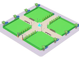 3d model city park cartoon toon