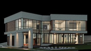 3D Modern house 2 with furniture