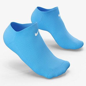 3D Nike Blue Socks on Foot Standing Toes