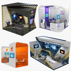 Modern Small Exhibition Booth Collection 3D