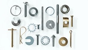 Collection of 21 rivets pins studs and washers