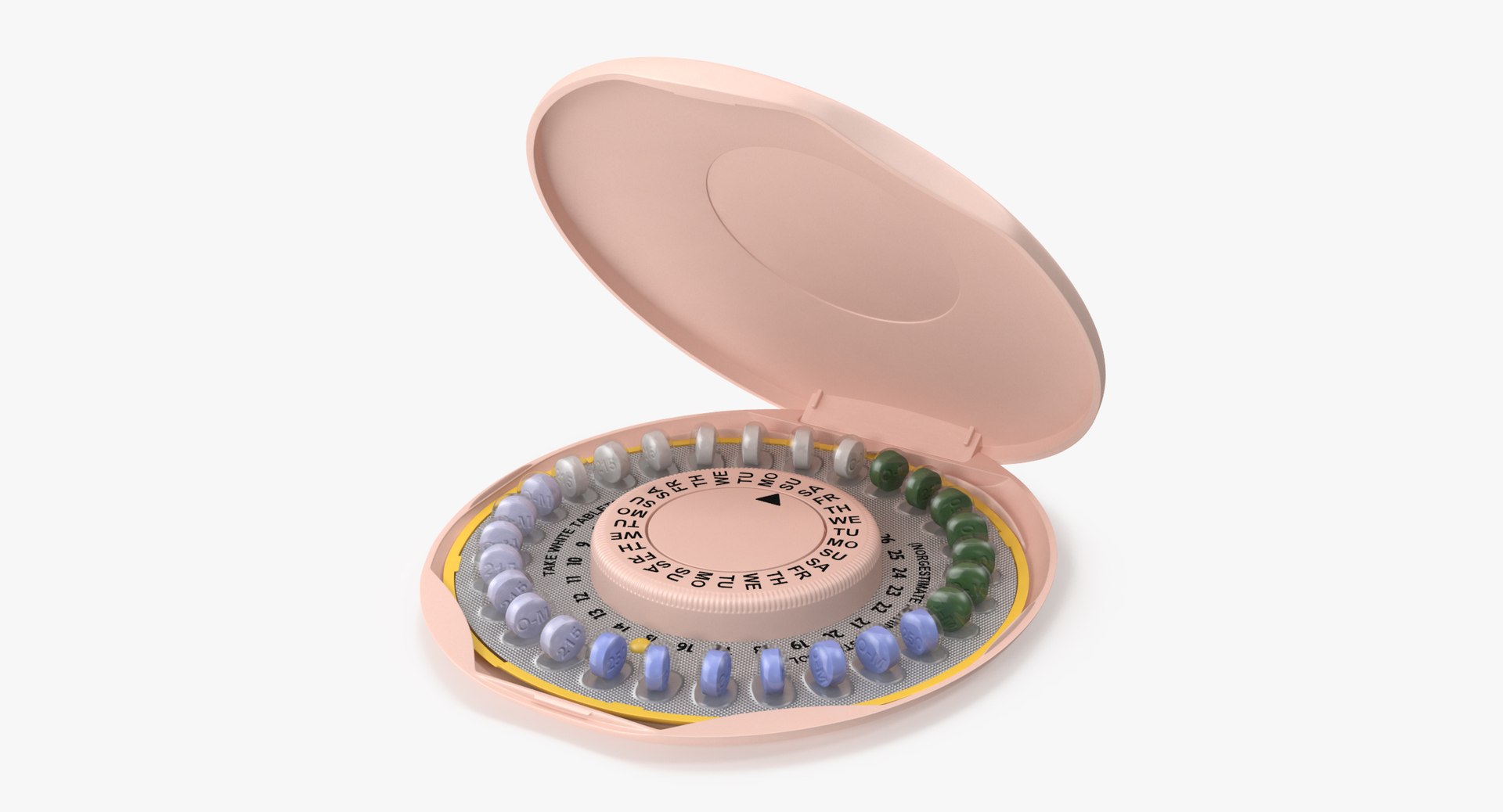 3d birth control pill package model