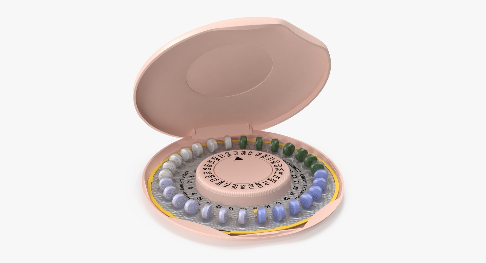3d birth control pill package model