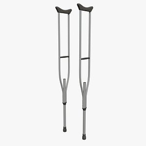 3D Walking Supports Crutches  Elbow Sticks model