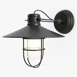 3D vintage industrial pendant wall lamp model
