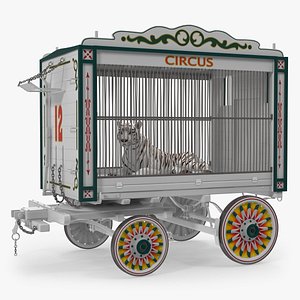 3D model circus traveling wagon white tiger