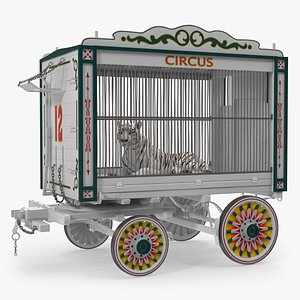 Circus Traveling Wagon with White Tiger 3D Model