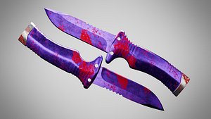 3D Knife 7 Purple Heart FT With Blood