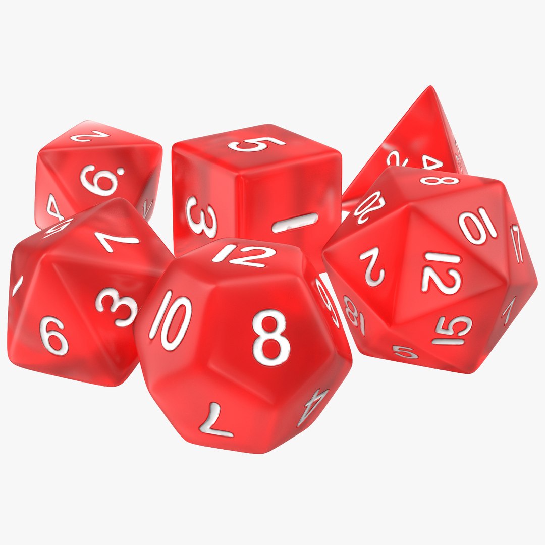 Polyhedral Dice Set Red 3D model preview